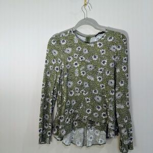 Zara Long Sleeve Peplum Floral Top